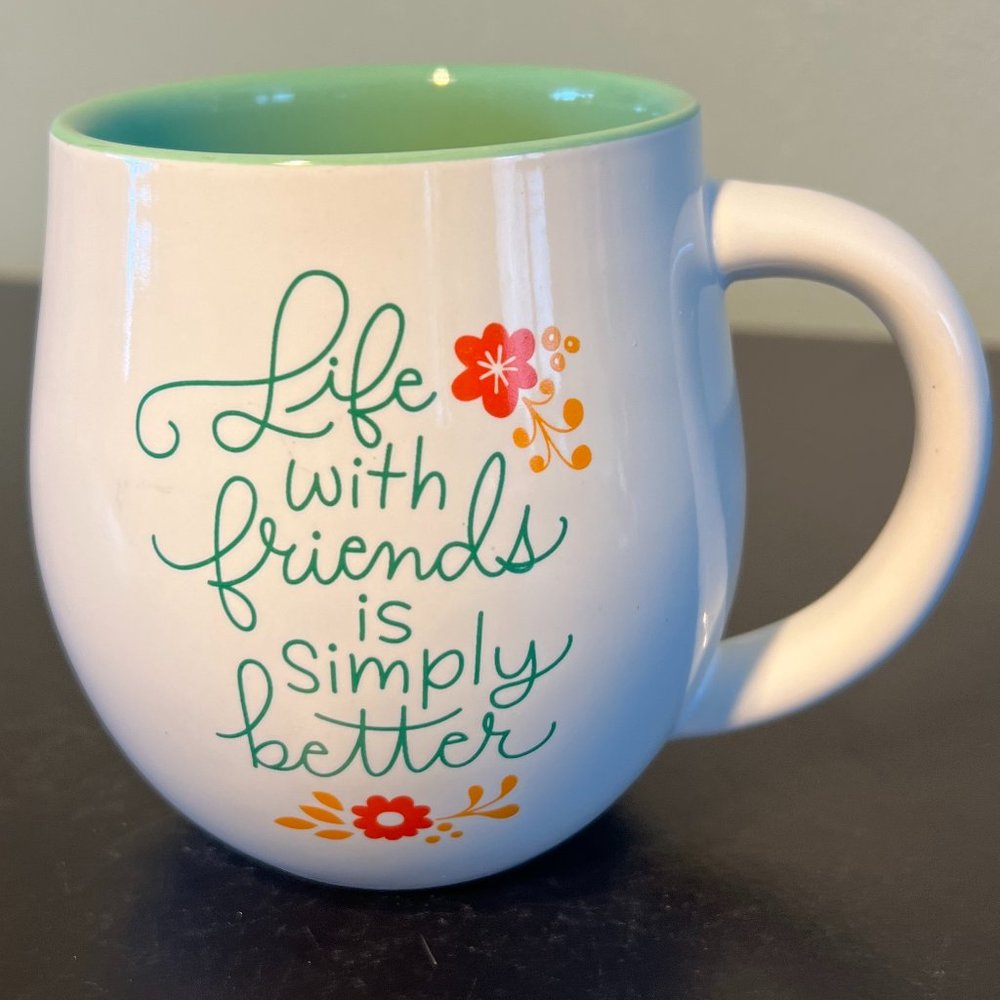 HALLMARK Floral Life with Friends is Simply Better Ceramic Coffee Mug Cup 16oz